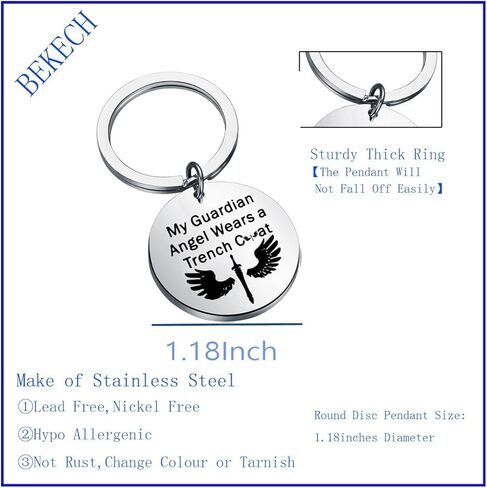 BEKECH TV Show Inspired Gift My Guardian Angel Wears a Coat Keychain Jewelry TV Show Fans Gift in Saudi Arabia