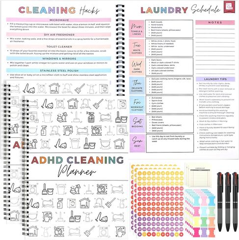 3 Pack Planner Set, Cleaning Schedule and Checklist Organizer Notebook Daily Weekly Monthly House Planner with Pens Labels Stickers, Chore Chart Notebook for Home, DIY Home in Saudi Arabia