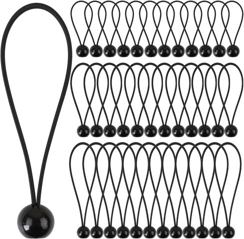 36PCS of 3 Sizes Tarp Bungee Balls Ties, 6, 9, 12 Inch Heavy Duty Canopy Tie Downs, for Camping, Shelter, Tent Poles UV Resistant (Black, 6+9+12 inch) in Kuwait