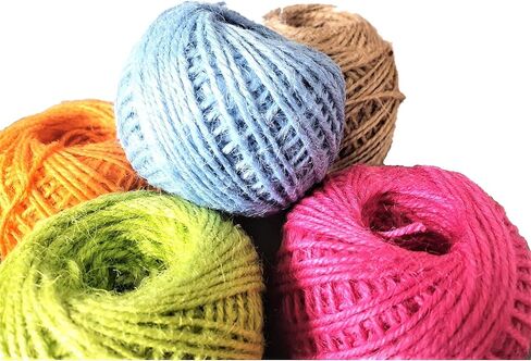 خيط الجوت الطبيعي الملون الفاخر من KIS بطول 328 قدم 2 مم - أزرق خالٍ من الرائحة 3 خيوط، مشاريع DIY، الحرف اليدوية، الديكور، الهوايات، صديق للحيوانات الأليفة، خيوط البستنة - خيط - حبل... in Kuwait