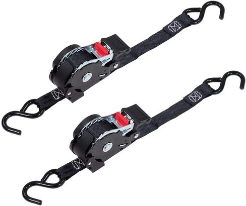 Mytee Products 4 Auto Retract NO-RATCHETING Ratchet Straps | 1" x 12' Retractable Ratchet Straps with Coated S Hook Tiedowns for Motorcycles, ATVs, Bikes: Tight & Secure Pickup Trailer Tie-Down in Saudi Arabia