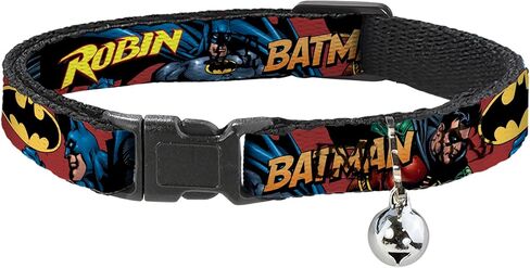 Cat Collar Breakaway Batman Robin in Action Text Burgundy 8 to 12 Inches 0.5 Inch Wide in Kuwait