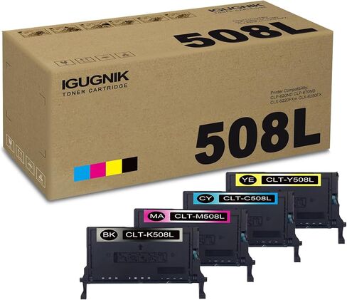 4 Pack CLT-K508L,CLT-C508L,CLT-M508L,CLT-Y508L BK/C/M/Y Toner Cartridge Replacement for SamsungCLT-508L Work with CLP-620ND CLP-670ND CLX-6220FXm CLX-6250FX |CLT-508L in Kuwait