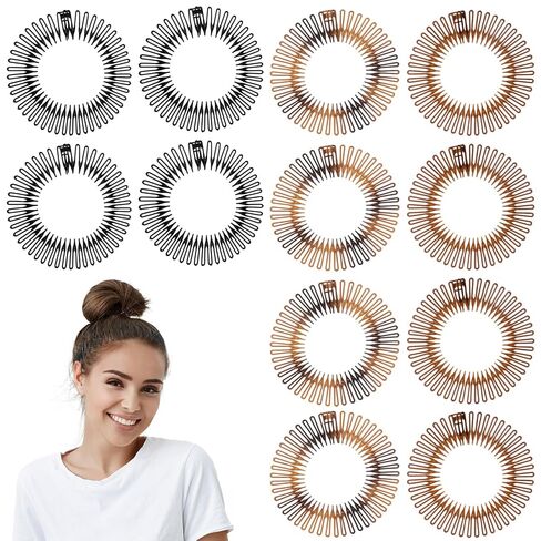 12 Pcs Circular Stretch Comb Full Flexible Zig Zag Plastic Circle Headbands Stretch Hair Headband Hairband Holder Twist Hair Headwear Accessories for Women Girls in Saudi Arabia
