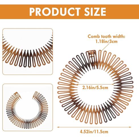 12 Pcs Circular Stretch Comb Full Flexible Zig Zag Plastic Circle Headbands Stretch Hair Headband Hairband Holder Twist Hair Headwear Accessories for Women Girls in Saudi Arabia