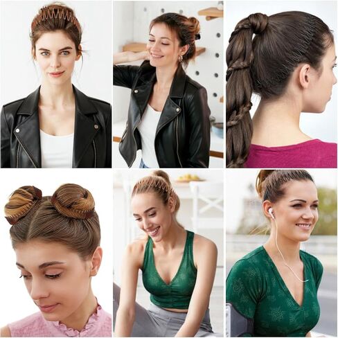 12 Pcs Circular Stretch Comb Full Flexible Zig Zag Plastic Circle Headbands Stretch Hair Headband Hairband Holder Twist Hair Headwear Accessories for Women Girls in Saudi Arabia