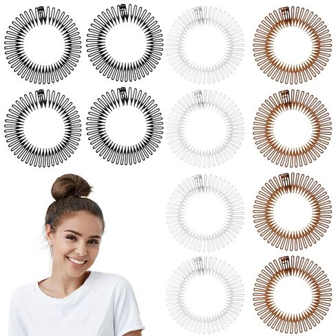 12 Pcs Circular Stretch Comb Full Flexible Zig Zag Plastic Circle Headbands Stretch Hair Headband Hairband Holder Twist Hair Headwear Accessories for Women Girls in Saudi Arabia
