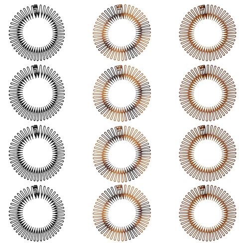 12 Pcs Circular Stretch Comb Full Flexible Zig Zag Plastic Circle Headbands Stretch Hair Headband Hairband Holder Twist Hair Headwear Accessories for Women Girls in Saudi Arabia