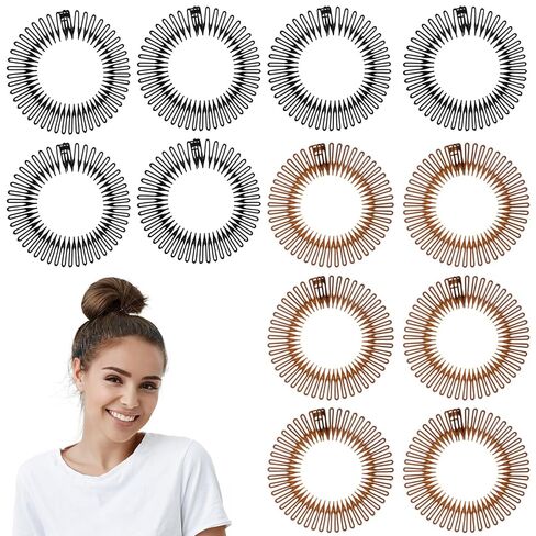 12 Pcs Circular Stretch Comb Full Flexible Zig Zag Plastic Circle Headbands Stretch Hair Headband Hairband Holder Twist Hair Headwear Accessories for Women Girls in Saudi Arabia
