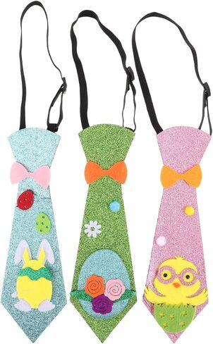 DOITOOL 3Pcs Pre-Tied Easter Bow Ties for Kids and Adults with Adjustable Glitter Bunny and Egg Design Neckties for Holiday Parties and Family Gatherings in Saudi Arabia