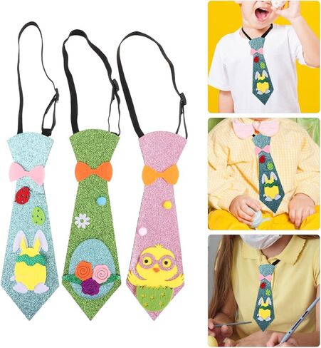 DOITOOL 3Pcs Pre-Tied Easter Bow Ties for Kids and Adults with Adjustable Glitter Bunny and Egg Design Neckties for Holiday Parties and Family Gatherings in Saudi Arabia