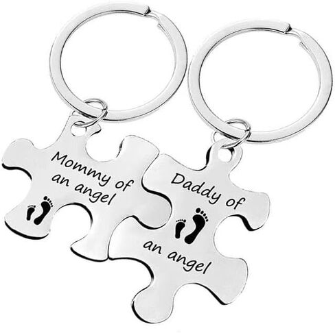 Mommy and Daddy of an Angel Keychains Memorial Puzzle Keyring for Infant Lost Stainless Steel Sympathy Gifts in Saudi Arabia