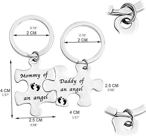 Mommy and Daddy of an Angel Keychains Memorial Puzzle Keyring for Infant Lost Stainless Steel Sympathy Gifts in Saudi Arabia