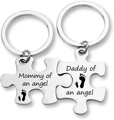 Mommy and Daddy of an Angel Keychains Memorial Puzzle Keyring for Infant Lost Stainless Steel Sympathy Gifts in Saudi Arabia