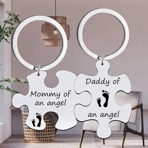 Mommy and Daddy of an Angel Keychains Memorial Puzzle Keyring for Infant Lost Stainless Steel Sympathy Gifts in Saudi Arabia