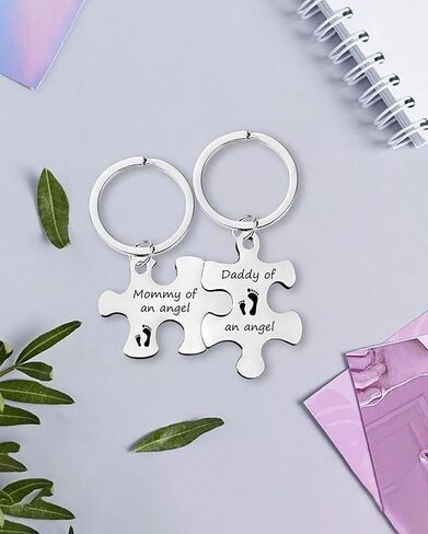 Mommy and Daddy of an Angel Keychains Memorial Puzzle Keyring for Infant Lost Stainless Steel Sympathy Gifts in Saudi Arabia