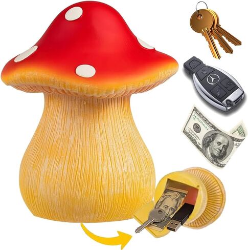 Mushroom Outdoor Key Hider – Hidden Garden Statue with Secret Compartment, Decorative and Waterproof Solution for Spare Storage in Patio, Yard, or Front Porch in Saudi Arabia