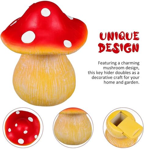 Mushroom Outdoor Key Hider – Hidden Garden Statue with Secret Compartment, Decorative and Waterproof Solution for Spare Storage in Patio, Yard, or Front Porch in Saudi Arabia