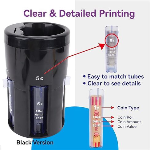 POCREATION Automatic Sorter Digital Counting Machine 5 in 1 Sorter Counter with 5 Tubes for US Pennies Nickels Dimes Quarters Dollars in Saudi Arabia