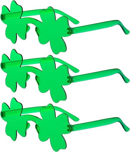 مجموعة من 3 نظارات شمسية من Fengek لعيد القديس باتريك شامروك - نظارات البرسيم الأخضر، إكسسوارات يوم القديس باتريك، مستلزمات الحفلات الخضراء in Kuwait