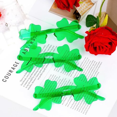 مجموعة من 3 نظارات شمسية من Fengek لعيد القديس باتريك شامروك - نظارات البرسيم الأخضر، إكسسوارات يوم القديس باتريك، مستلزمات الحفلات الخضراء in Kuwait