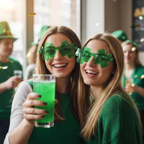 مجموعة من 3 نظارات شمسية من Fengek لعيد القديس باتريك شامروك - نظارات البرسيم الأخضر، إكسسوارات يوم القديس باتريك، مستلزمات الحفلات الخضراء in Kuwait