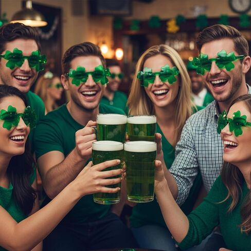 مجموعة من 3 نظارات شمسية من Fengek لعيد القديس باتريك شامروك - نظارات البرسيم الأخضر، إكسسوارات يوم القديس باتريك، مستلزمات الحفلات الخضراء in Kuwait