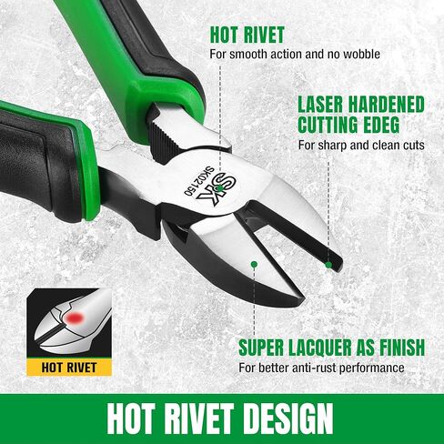 SK 6-Inch Diagonal Pliers, High Leverage Side Cutters, High Carbon Steel, Ergonomic Anti-slip Handle for Comfortable Grip in Saudi Arabia