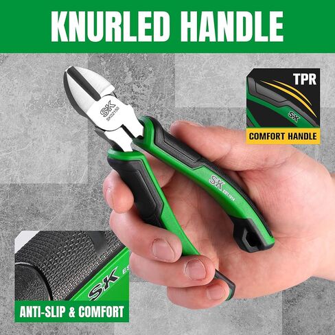 SK 6-Inch Diagonal Pliers, High Leverage Side Cutters, High Carbon Steel, Ergonomic Anti-slip Handle for Comfortable Grip in Saudi Arabia