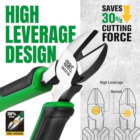SK 6-Inch Diagonal Pliers, High Leverage Side Cutters, High Carbon Steel, Ergonomic Anti-slip Handle for Comfortable Grip in Saudi Arabia