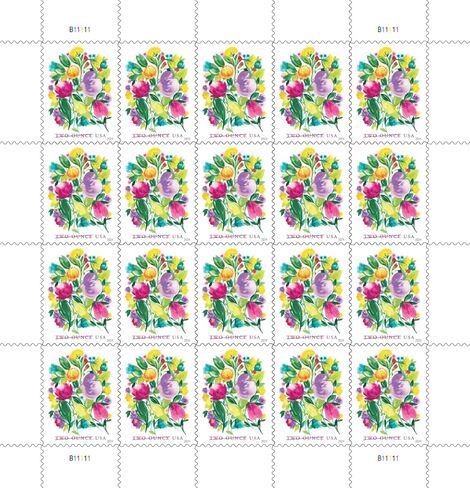 أزهار الزفاف أونصة (2 أونصة) (ورقة من 20) طوابع بريدية من الدرجة الأولى للبريد إلى الأبد 2024 سكوت 5850 in Kuwait