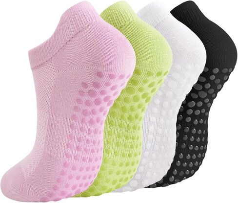 جوارب يوجا من Breslatte Pilates Grip من القطن للكاحل شبكية غير قابلة للانزلاق مع مقابض للنساء والرجال من أجل هدايا تجريب Barre in Kuwait