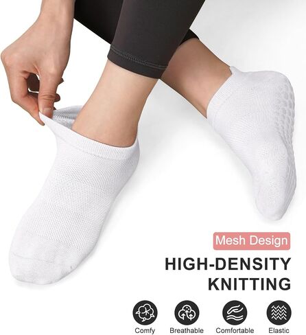 جوارب يوجا من Breslatte Pilates Grip من القطن للكاحل شبكية غير قابلة للانزلاق مع مقابض للنساء والرجال من أجل هدايا تجريب Barre in Kuwait