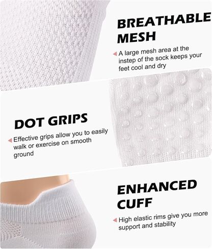 جوارب يوجا من Breslatte Pilates Grip من القطن للكاحل شبكية غير قابلة للانزلاق مع مقابض للنساء والرجال من أجل هدايا تجريب Barre in Kuwait