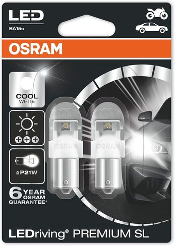 Osram LED 6000K Bulbs Set of Two 12V 2W P21W BA15s LED 7556 retrofit 7556CW-02B in Saudi Arabia