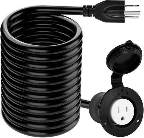 (1.6Feet) Waterproof 15Amp 125V Outdoor Power Outlet Extension Cord，SJTW 14AWG,Nema 5-15R 15A Outlet Extension Cord in Saudi Arabia