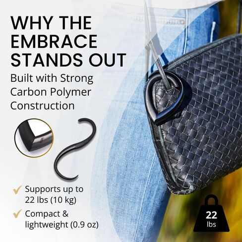شماعة بخطاف محفظة مزدوجة اللون من EMBRACE - خطافات خفيفة الوزن على شكل دمعة على شكل حرف S | مشبك حقيبة يحمل حقائب بوزن 22 كجم، وحقائب الظهر، وحقائب اليد | سحر المحفظة للنساء والرجال | الكافيار والعقيق in Kuwait