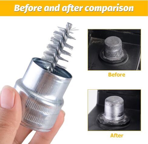 Car Battery Terminal Cleaner Brush Kit, Vehicle Battery Post with 12PCS Washers Protector Fiber 2PCS Cleaning Brush, Automotive Post Terminal Cleaners Accessories, Universal Fit in Kuwait