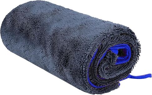 wuyaoyao Car Drying Towel, 35.4"×23.6" Extra Large Microfiber Towel for Cars Drying, No Streak/Scratch/Water Spot, 600GSM Super Absorbent and Soft Car Wash Cleaning Cloth for SUV Truck RV (Gray+Blue) in Kuwait