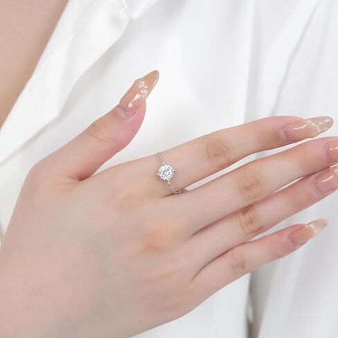 YSDD 1 Carat Moissanite Promise Ring Chain Link Adjustable Design Elegant Single Diamond Cut Sterling Silver Ring for Women in Kuwait