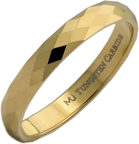 Custom Laser Engraved Faceted Honeycomb Ring with Diamond Pattern Tungsten Carbide Band in Kuwait