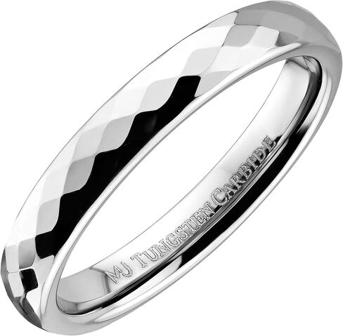Custom Laser Engraved Faceted Honeycomb Ring with Diamond Pattern Tungsten Carbide Band in Kuwait
