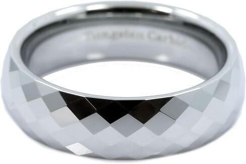 Custom Laser Engraved Faceted Honeycomb Ring with Diamond Pattern Tungsten Carbide Band in Kuwait