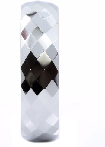 Custom Laser Engraved Faceted Honeycomb Ring with Diamond Pattern Tungsten Carbide Band in Kuwait