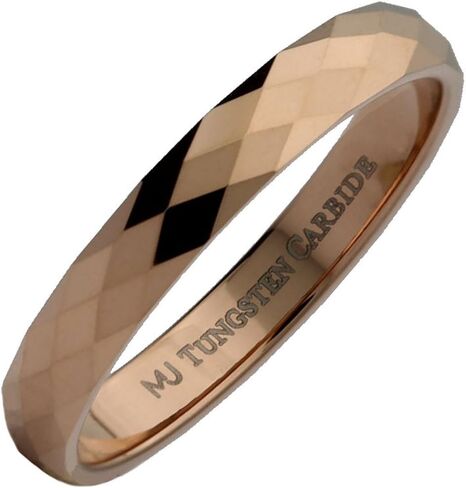 Custom Laser Engraved Faceted Honeycomb Ring with Diamond Pattern Tungsten Carbide Band in Kuwait