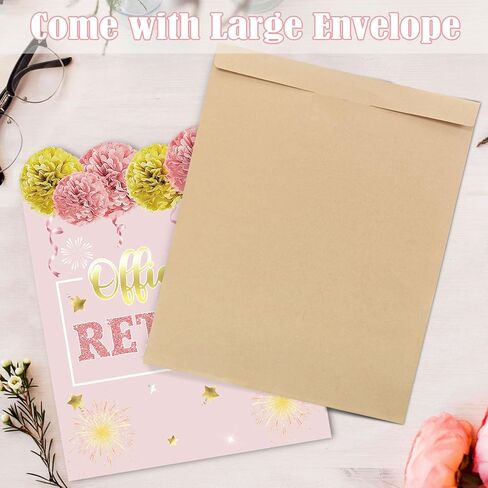 Retirement Greeting Card 25 x 16 Inch with Envelope, Large Rose Pink Gold Guest Signature Book Gift We Will Miss You Farewell Card Going Away Party Decorations (Pink) in Saudi Arabia
