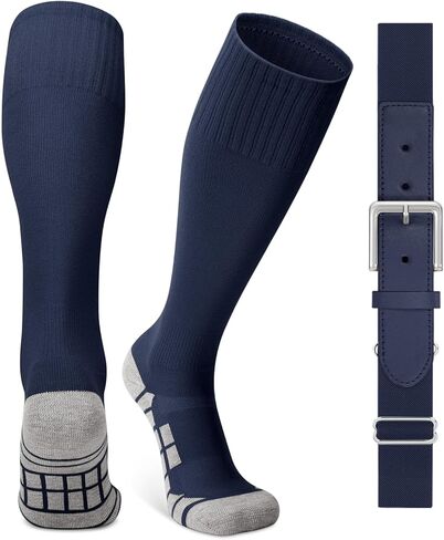 Youth Baseball Softball Socks and Elastic Belt Combo Soccer Boys Knee-High Socks for Girls Kids Adult Men Women in Saudi Arabia