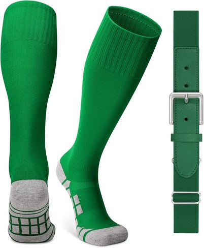 Youth Baseball Softball Socks and Elastic Belt Combo Soccer Boys Knee-High Socks for Girls Kids Adult Men Women in Saudi Arabia