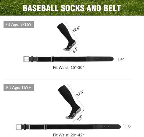 Youth Baseball Softball Socks and Elastic Belt Combo Soccer Boys Knee-High Socks for Girls Kids Adult Men Women in Saudi Arabia
