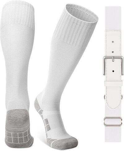 Youth Baseball Softball Socks and Elastic Belt Combo Soccer Boys Knee-High Socks for Girls Kids Adult Men Women in Saudi Arabia